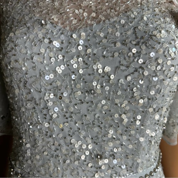 Mac Duggal 93655 Powder Blue Cape Sleeve Beaded Tea Length A-Line Dress 6 NWT - Picture 9 of 16